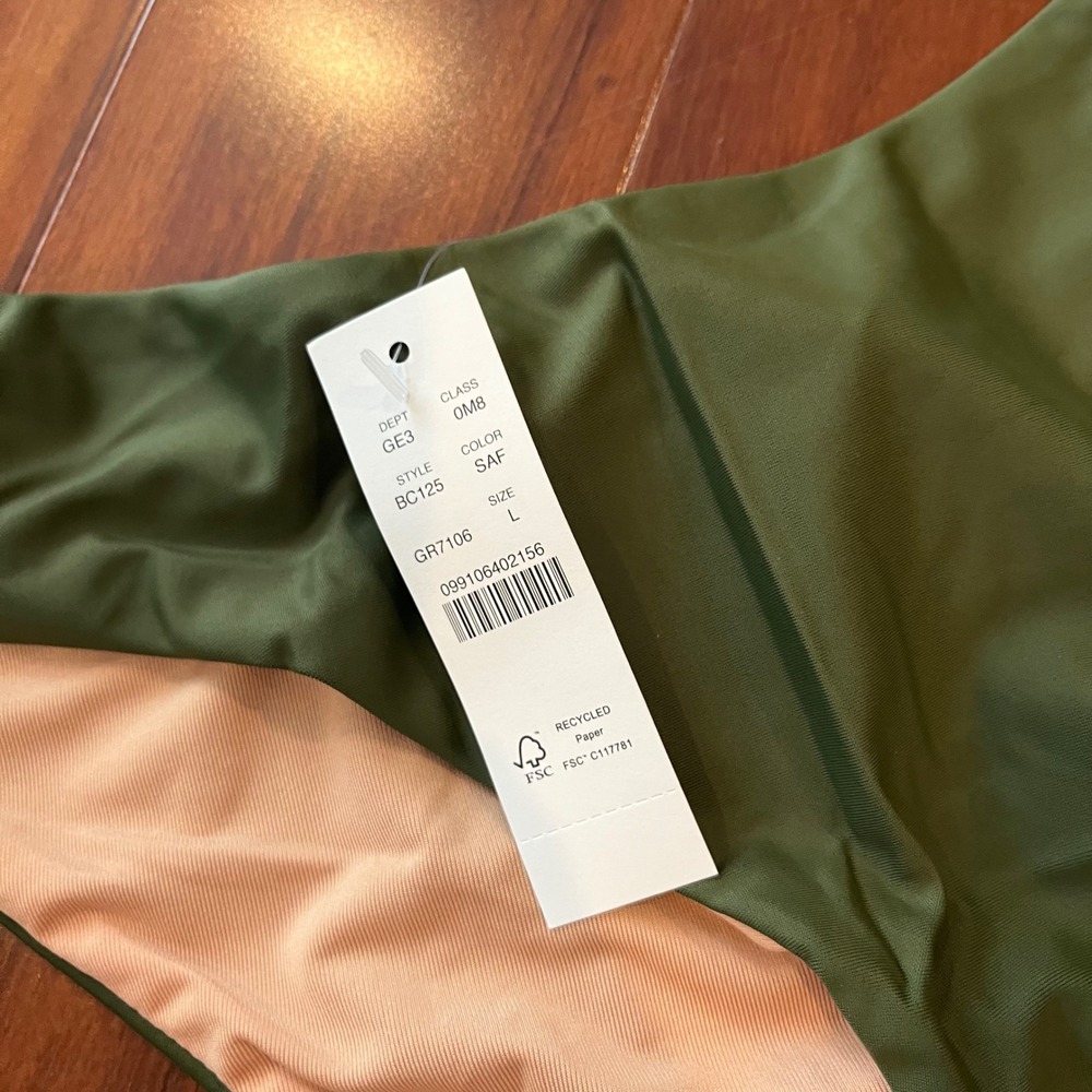 J.Crew Green Bikini Bottom Swim Olive Safari Solid BC125 Size Large - Picture 2 of 4